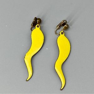 Vintage Enamel Copper Cornicello Earrings Artisan Made OOAK